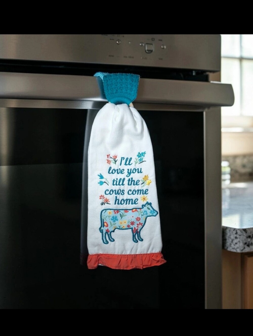 Pioneer Woman "I'll Love You Til The Cows Come Home" Dish Towel & Crochet Holder